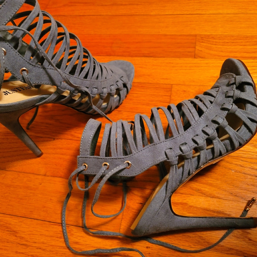 Grey Strappy Heels